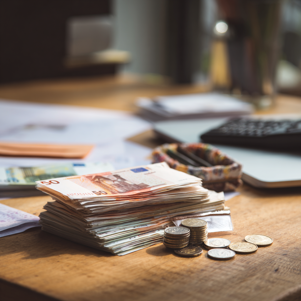 finančná analýza, bankovky na pracovnoms tole