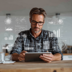 učtovník depmonštruje učtovnicky system na tablete